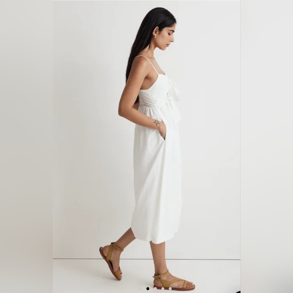 Madewell Double-Tie Cutout Sweetheart Midi Dress white 4 $168 - Picture 2 of 9